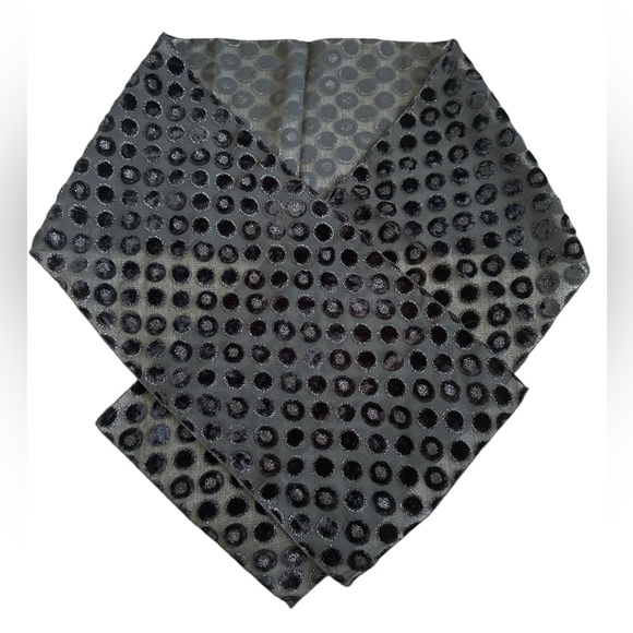 Accessories - 🚩SOLD🚩Black/Silver Chiffon Velvet Scarf Teardrop